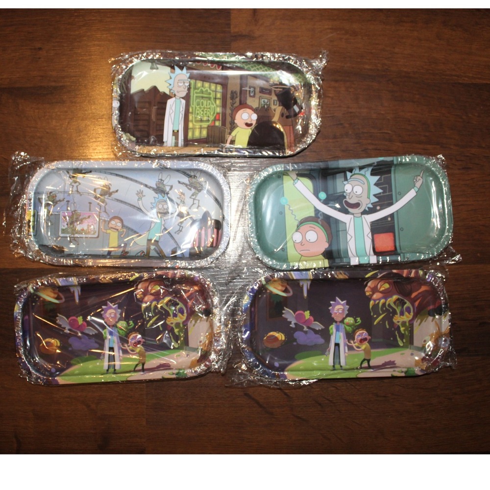 Rick and Morty Rolling Tray 5 item Lot‎ Metal Cartoon Character Design New